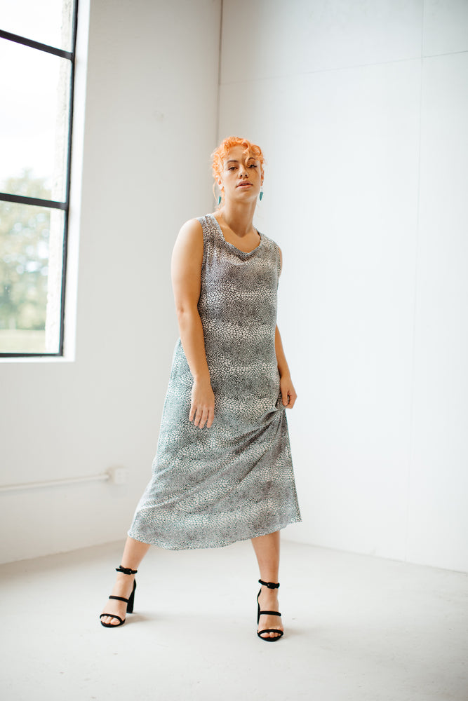 Pou – Muscle Back Slip Dress in Taniwha Print