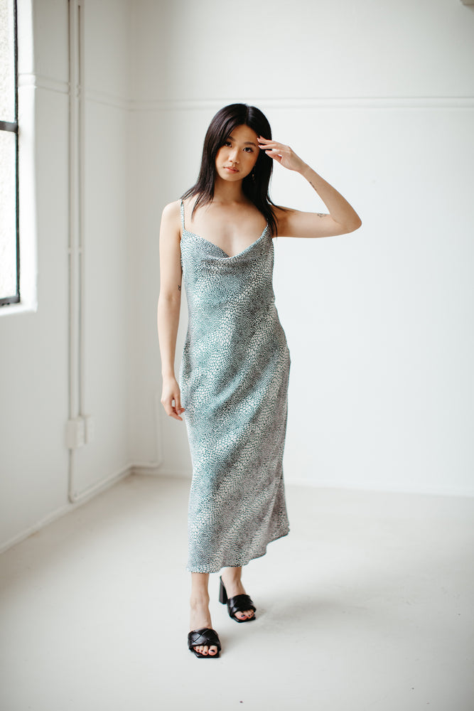 Uma – Cowl Neck Slip Dress in Taniwha Print