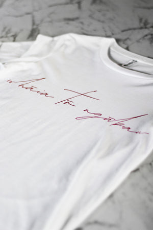 Whāia tō Ngākau, Hand Script T-Shirt - White