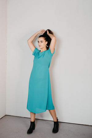 Ngāwari – T-Shirt Sleeve Styled Dress in Turquoise
