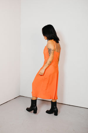 Uma – Mini Cowl Neck Slip Dress in Tangerine