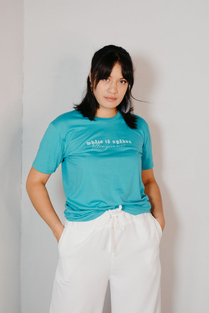Whāia tō Ngākau, Follow Your Heart T-Shirt - Turquoise