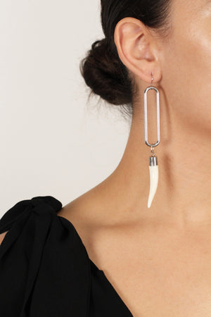 Niho Nui - White & Silver Statement Earring