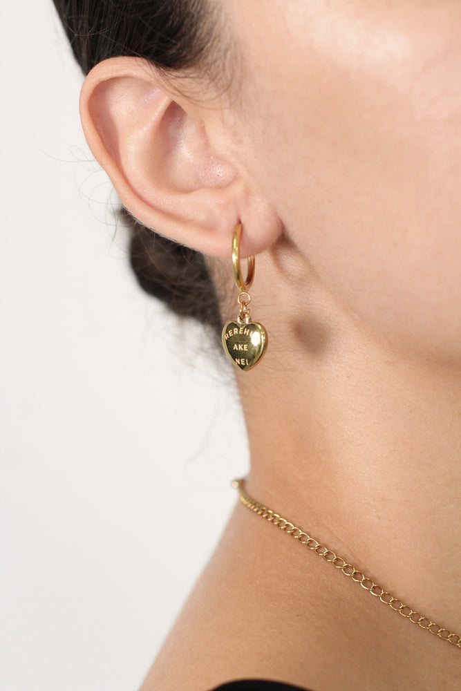 
            
                Load image into Gallery viewer, Rerehua ake nei - Heart Pendant Earrings in Gold
            
        