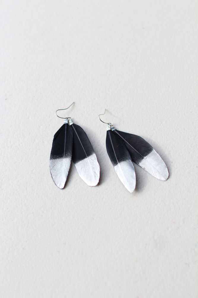Waka Huia – Feather Earrings in Black and Silver