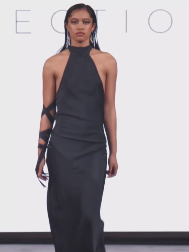 
            
                Load and play video in Gallery viewer, Tātai Halterneck Dress in Midnight
            
        
