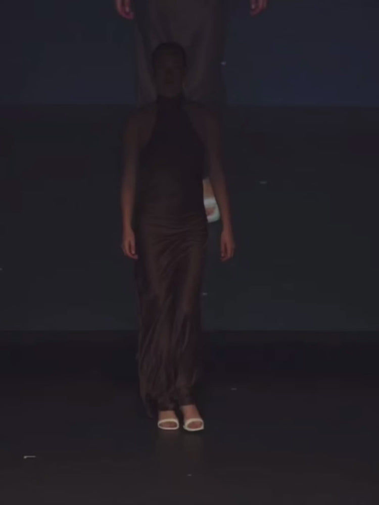 
            
                Load and play video in Gallery viewer, Tātai Halterneck Dress in Chocolate
            
        