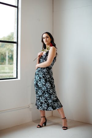 
            
                Load image into Gallery viewer, Mahara – Rose Print Slip Dress
            
        