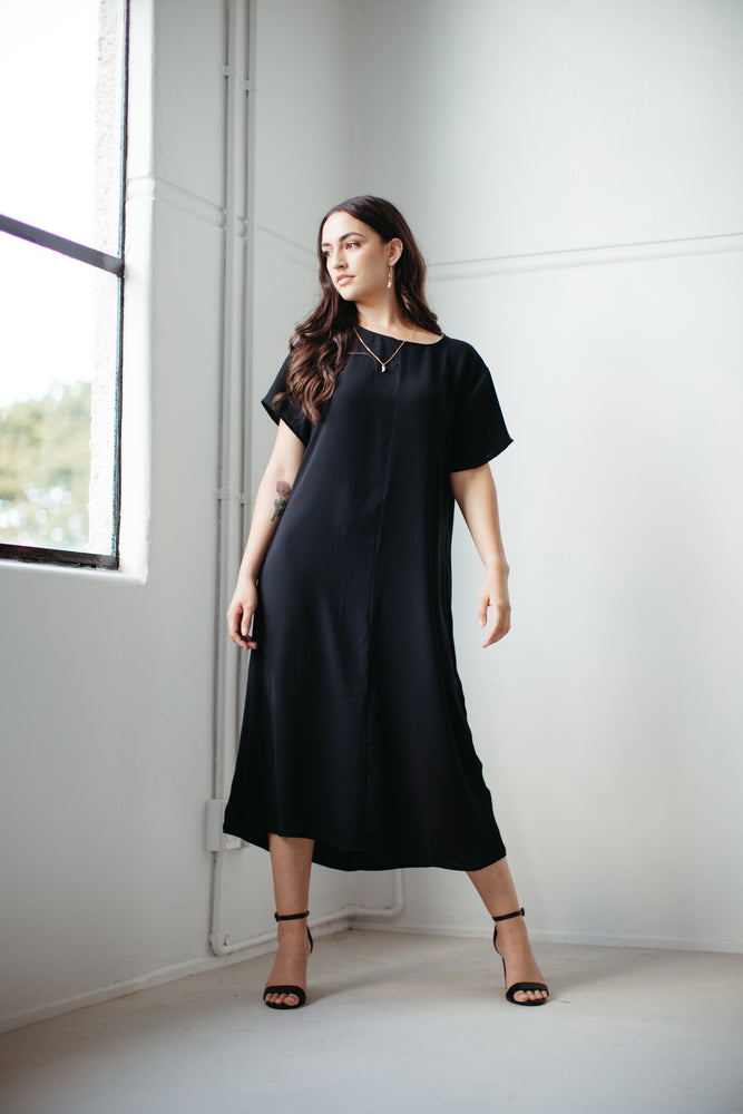 Ngāwari – T-Shirt Sleeve Styled Dress in Black