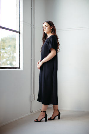 Ngāwari – T-Shirt Sleeve Styled Dress in Black