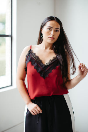 
            
                Load image into Gallery viewer, Whakamanawa – Lace Cami in Hearts Red
            
        