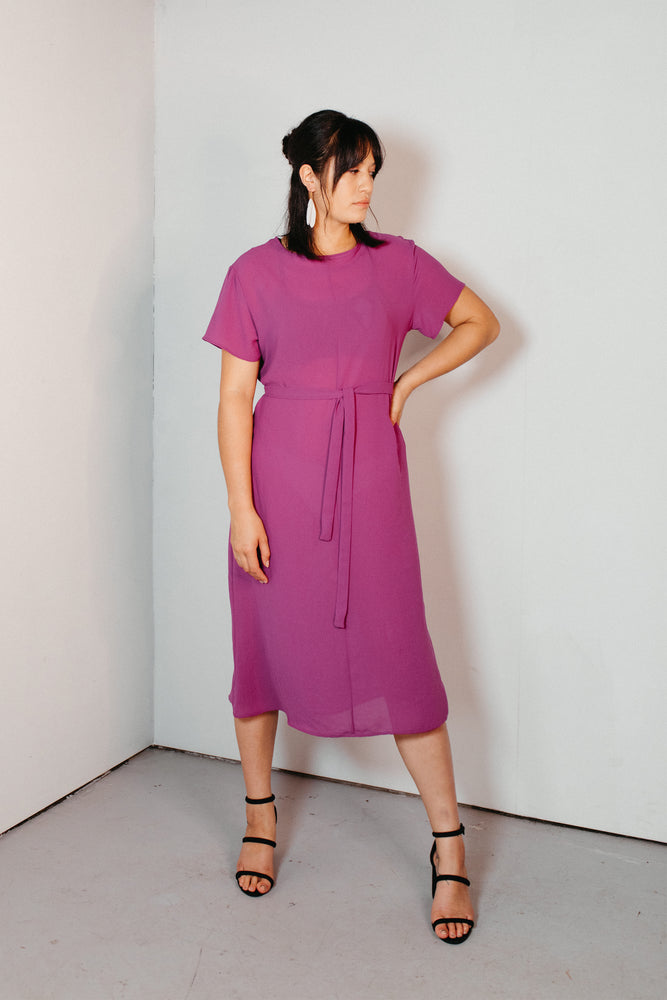 Ngāwari – T-Shirt Sleeve Styled Dress in Fuchsia