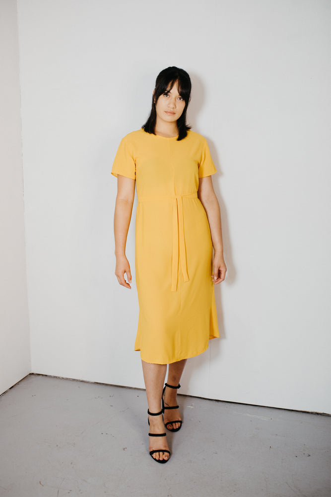 Ngāwari – T-Shirt Sleeve Styled Dress in Kōwhai