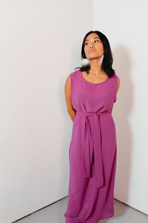 Pou – Muscle Back Slip Dress in Fuchsia