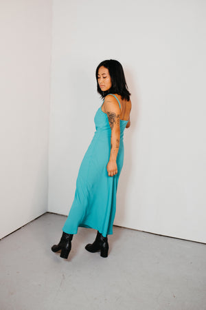 Uma – Cowl Neck Slip Dress in Turquoise