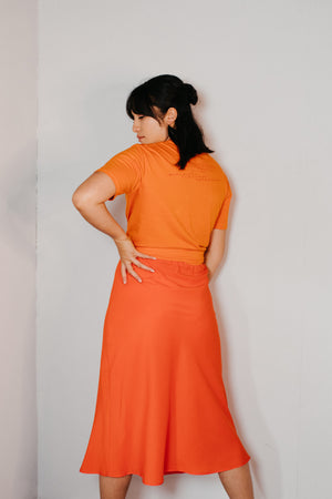Whāia tō Ngākau, Flame Font T-Shirt - Orange with Scarlet Print