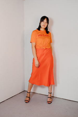 Whāia tō Ngākau, Flame Font T-Shirt - Orange with Scarlet Print