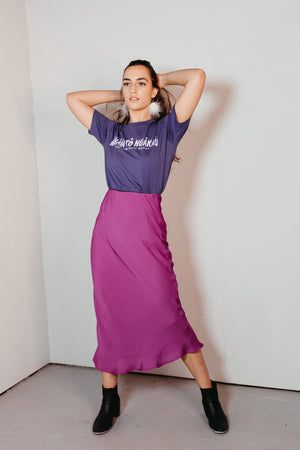 Whāia tō Ngākau, Flame Font T-Shirt - Purple with Lilic Print