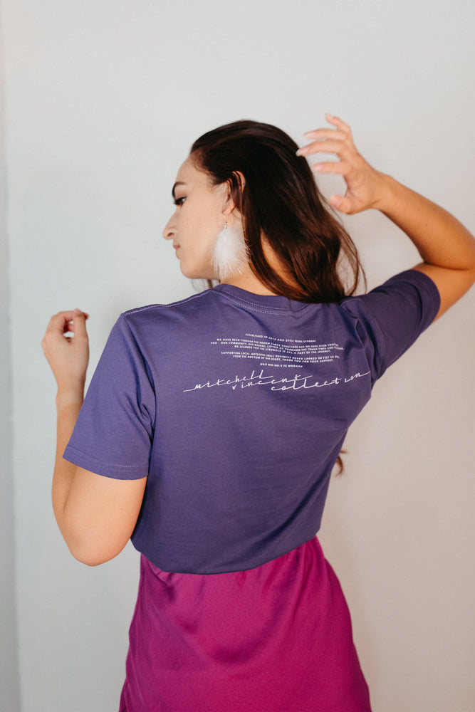 Whāia tō Ngākau, Flame Font T-Shirt - Purple with Lilic Print